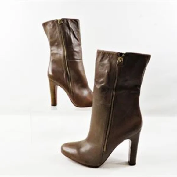 Coach Brown Leather Heeled Boots - Picture 6 of 8